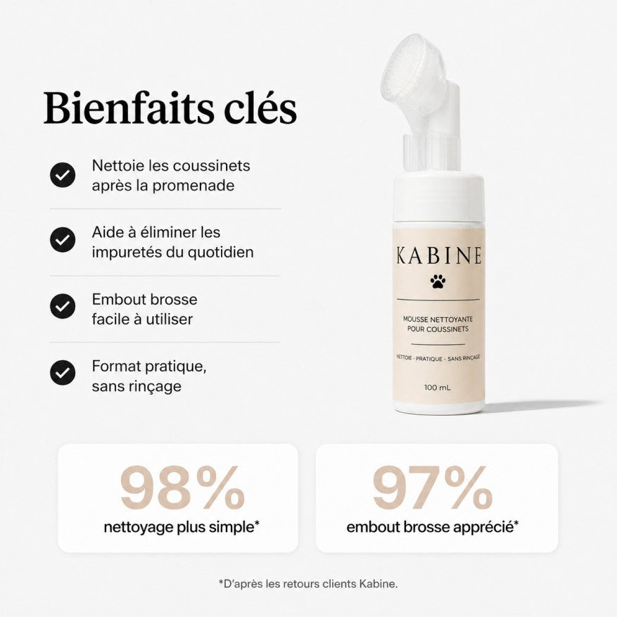 Mousse nettoyante pour coussinets