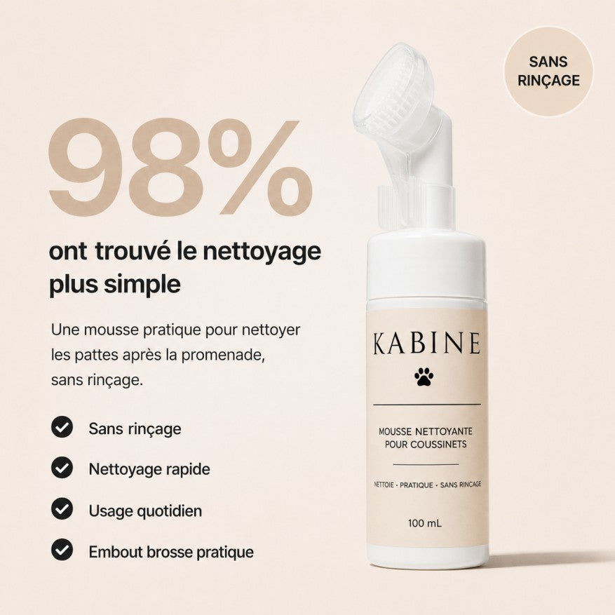 Mousse nettoyante pour coussinets